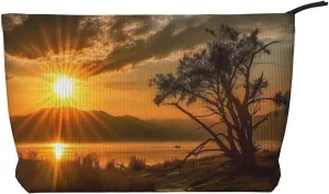 Last Sun Rays printed Corduroy Makeup Bag Travel Toiletry Bag Cosmetic Bag Clutch Bag