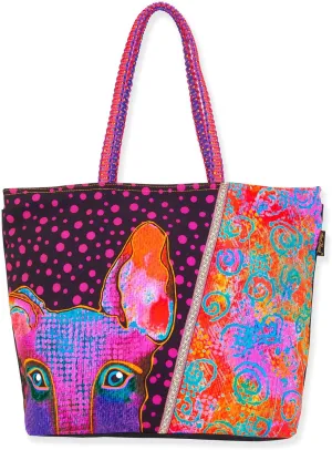 Laurel Burch Kona Kia Large Puppy Dog Artistic Tote Bag