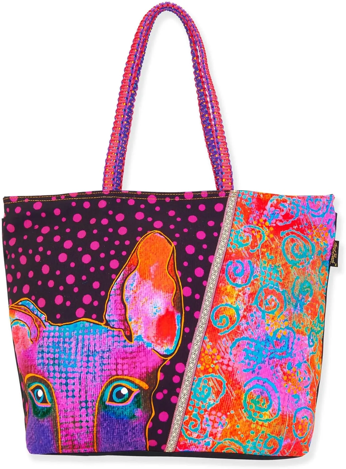 Laurel Burch Kona Kia Large Puppy Dog Artistic Tote Bag