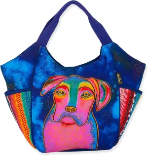 Laurel Burch Woof Large Puppy Dog Artistic Scoop Tote Bag