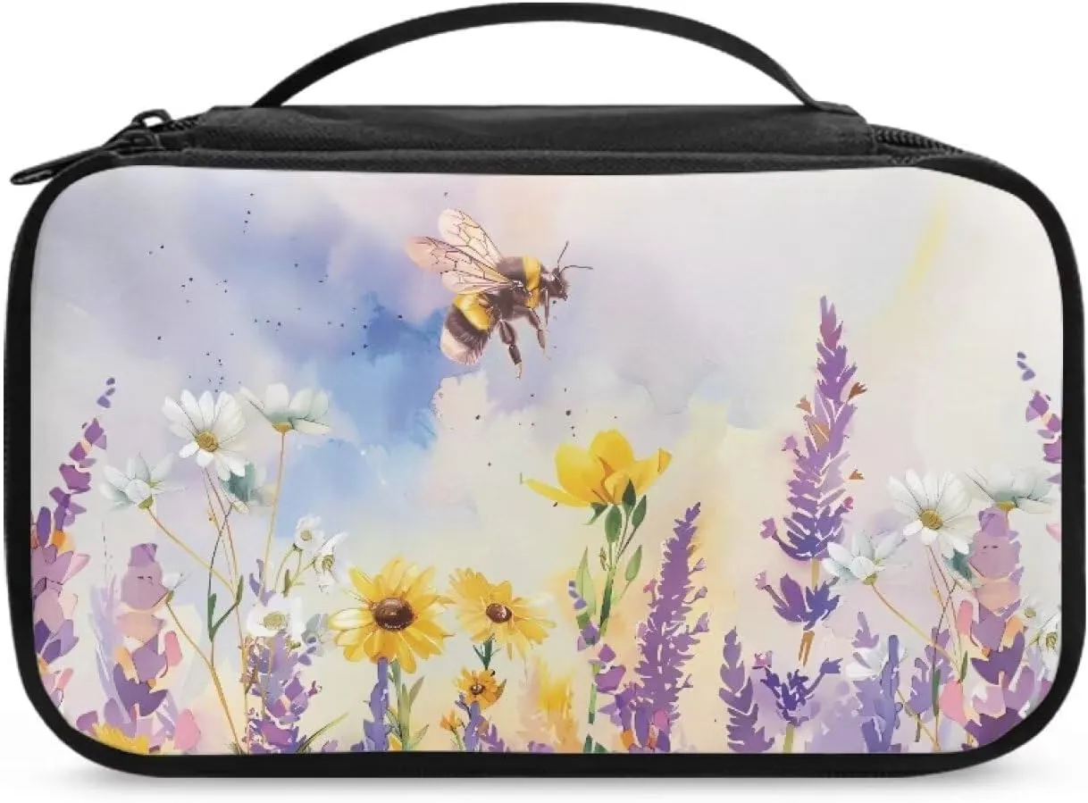 Lavender Makeup Organizer Small Travel Cosmetic Bag Makeup Accessories for Women Travel Canvas Make Up Bag Widely Use for Sophisticated Party,Business Attendance