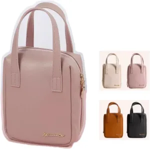 Leather Makeup Bag Portable Cosmetic Handbag with Compartments Large Zipper Travel Waterproof Toiletries for Women, Pink, One Size