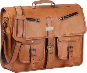 Leather Messenger Bag for Men and Women 18 Inch | Best Laptop Briefcase Satchel Computer Bag with Adjustable Strap