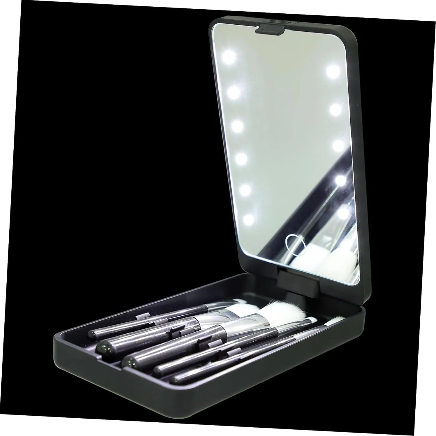 Led Makeup Mirror with Eyelash Holder Case 5 Tier Storage Box for False Lashes Travel Beauty Organizer