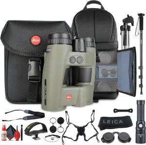 Leica 10x32 Geovid Pro Rangefinder Binocular Bundle Includes Cleaning kit, Screen Protector, Sling Backpack, led Flashlight, Adapter Tray, monopod, 72'' Tripod   More