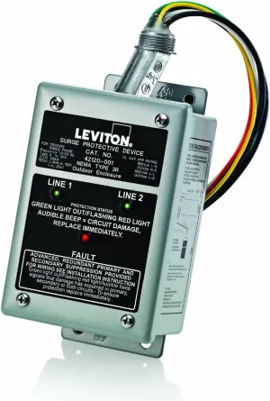 Leviton 42120-1 120/240V Single Phase, Surge Panel, Enhanced Noise Filtering, NEMA 3R Enclosure, UL 1449 3rd Edition Type 2