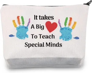LEVLO Teachers Appreciation Gifts It Takes A Big Heart to Teach Special Minds Cosmetic Bag Teacher’s Day (to Teach Special Minds)