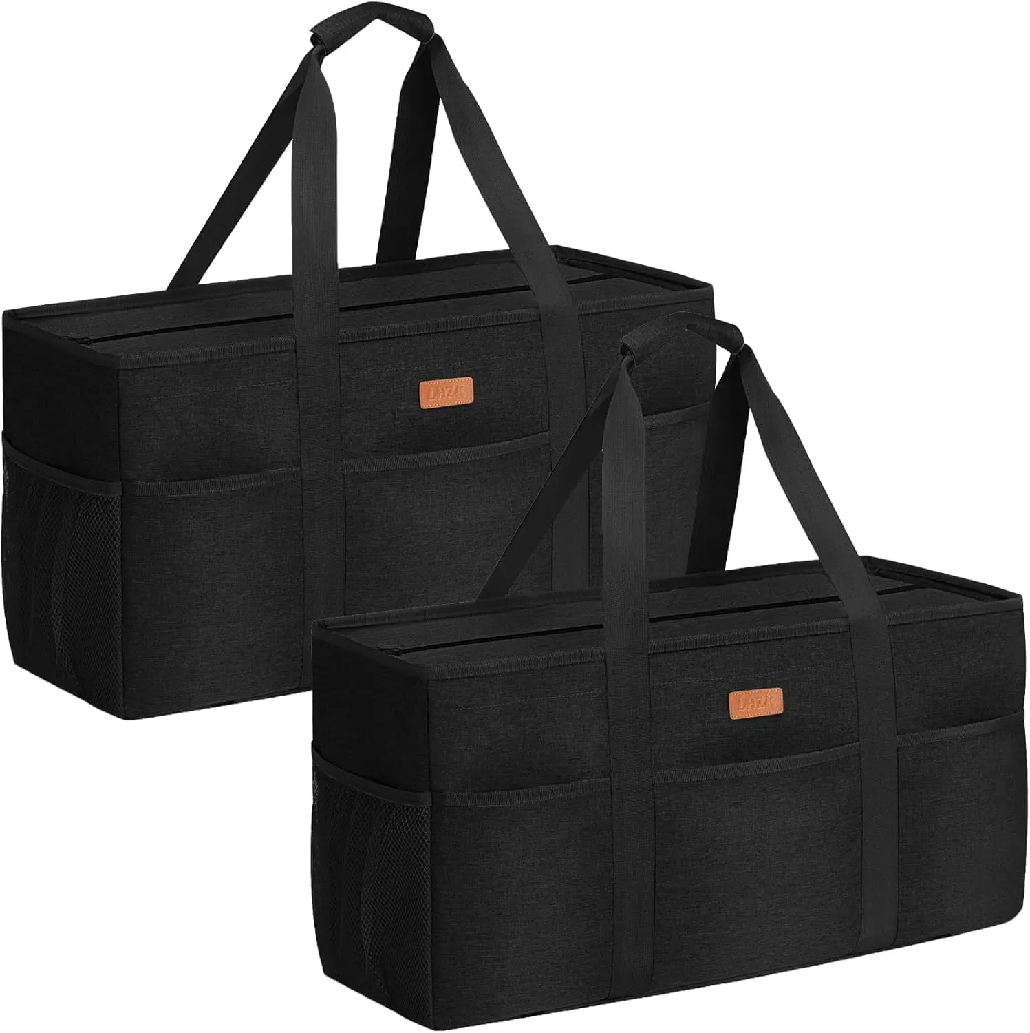 LHZK Stand Up Extra Large Utility Tote Bag with Lid, Utility Tote Bag with Metal Wire Frame and Sides Rinforced
