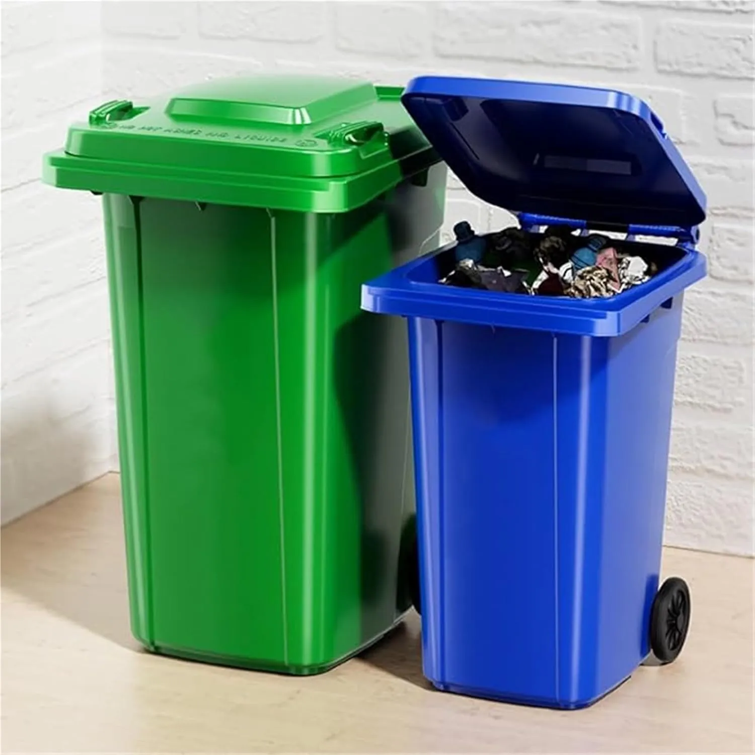 LICOME 18/22/27/53 Gallon Large Garbage Can Outdoor Wheeled Trash Can with Lid ＆ Wheels, Garage Trash Can with Handles ＆ 100-PCS Organizer Bag for Patio Backyard Deck Roadside(Yellow,120L/27 Gallon)
