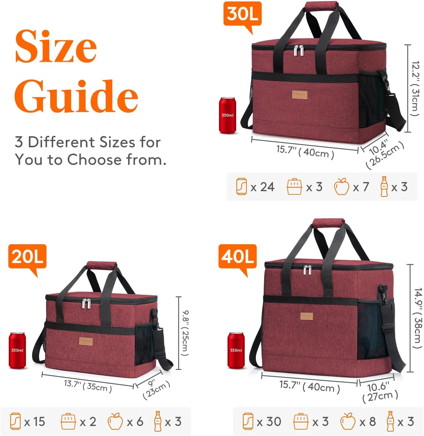 Lifewit Cooler Bag 30/50/60 Cans Collapsible and Insulated Large Lunch Bag Leakproof Soft Cooler Portable Tote for Camping/BBQ/Family Outdoor Activities
