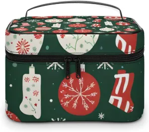 Lights, Decorations, Christmas Stockings Portable Cosmetic Bag,Large Capacity Travel Makeup Case Organizer, Women Toiletry Bag for Girls Traveling with Compartments 25x18x15cm
