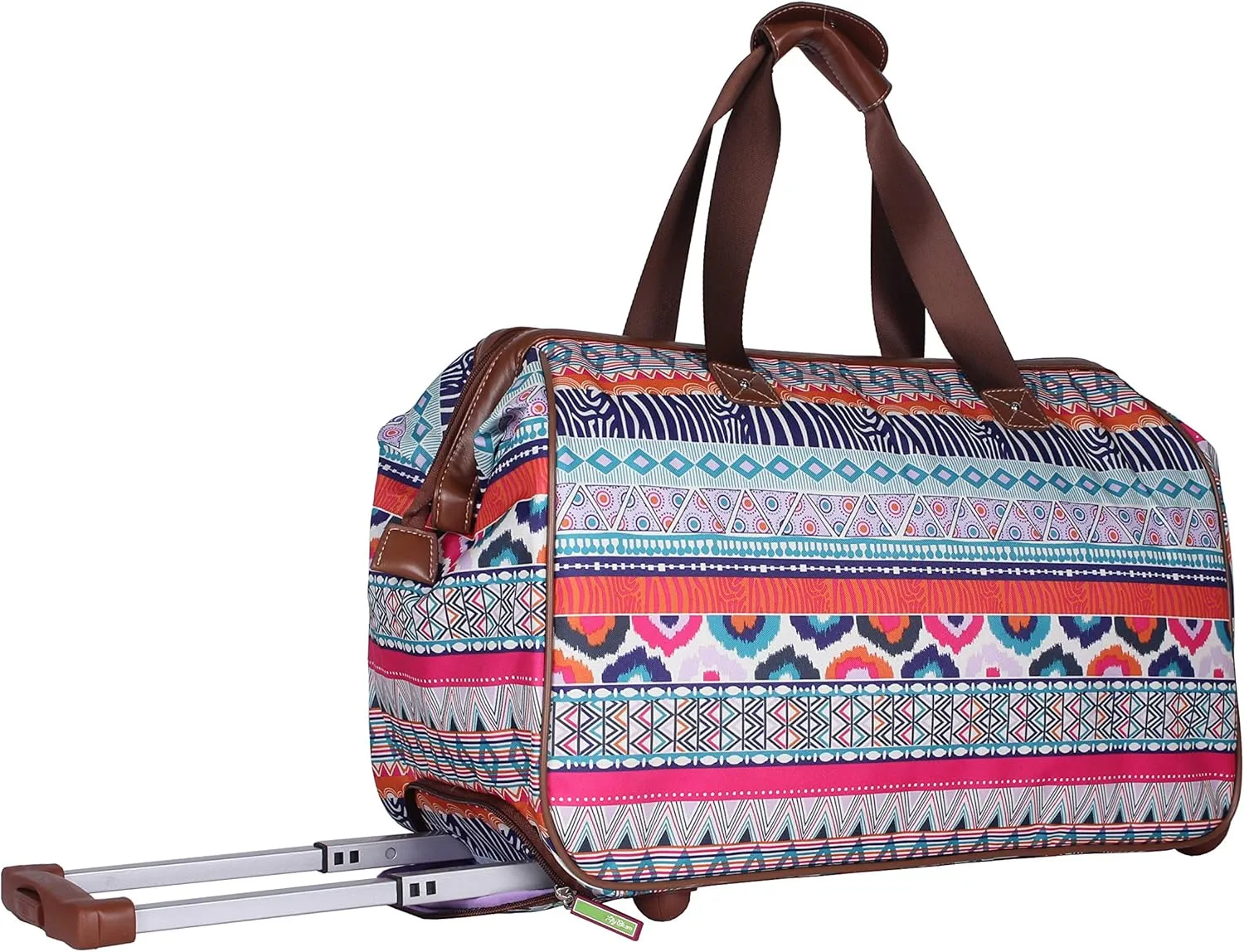 Lily Bloom Pattern 22 Inch Duffel Bag with 2-Rolling Wheels, Weekender Overnight Travel Lightweight Carry-On Suitcase For Women