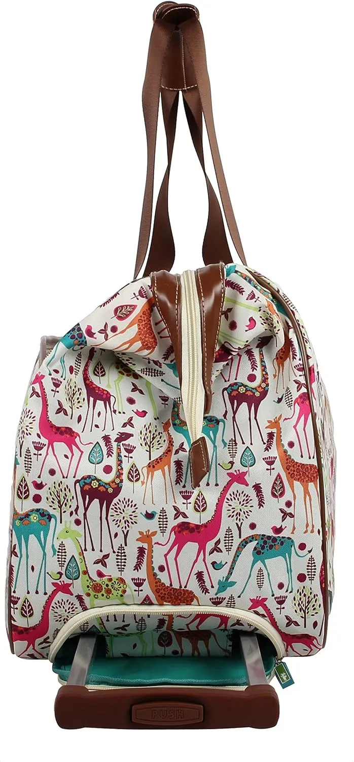 Lily Bloom Pattern 22 Inch Duffel Bag with 2-Rolling Wheels, Weekender Overnight Travel Lightweight Carry-On Suitcase For Women