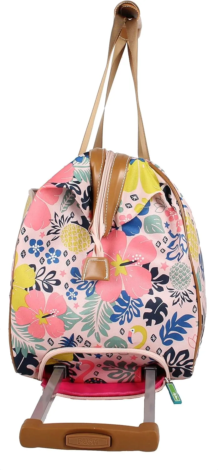 Lily Bloom Pattern 22 Inch Duffel Bag with 2-Rolling Wheels, Weekender Overnight Travel Lightweight Carry-On Suitcase For Women