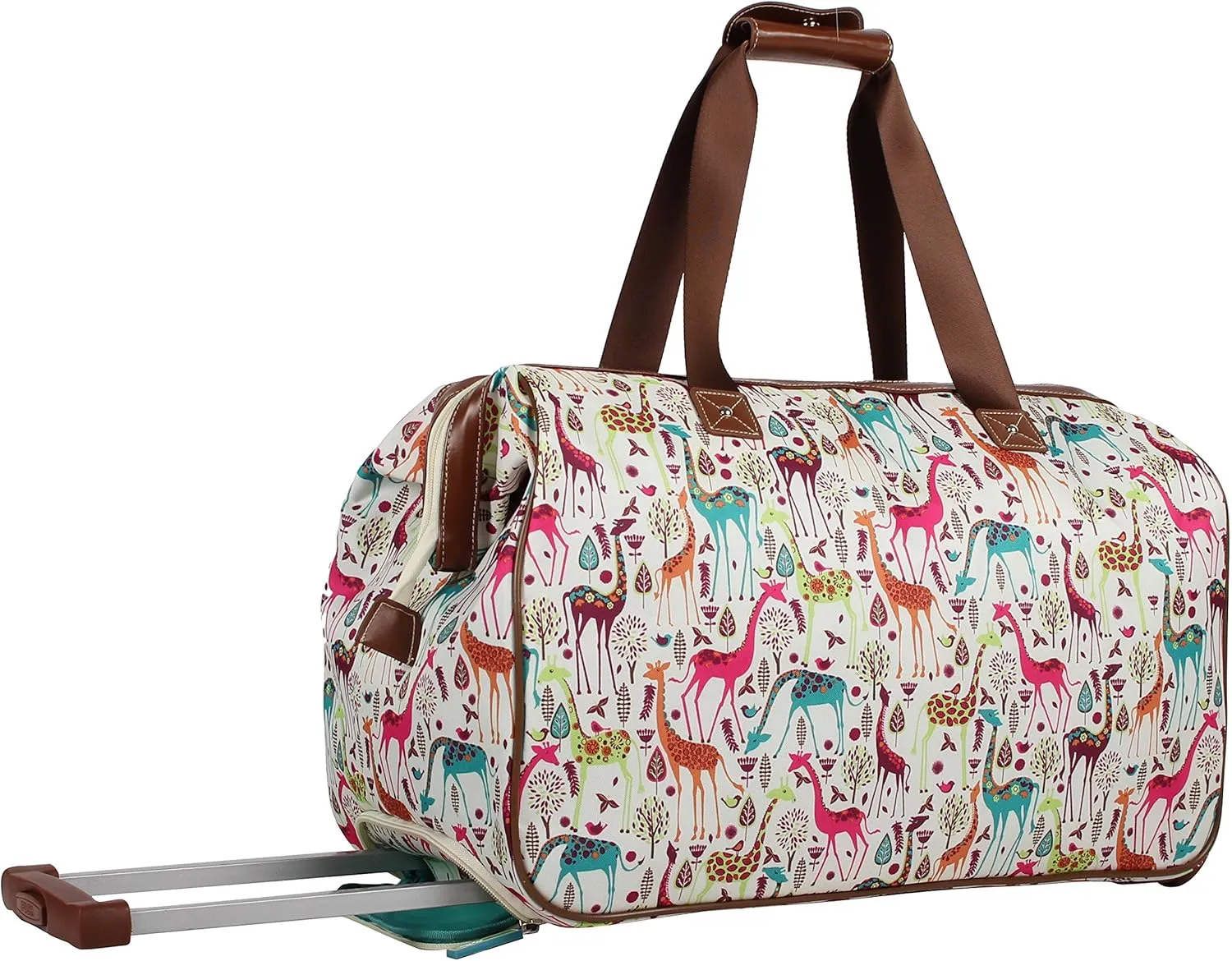 Lily Bloom Pattern 22 Inch Duffel Bag with 2-Rolling Wheels, Weekender Overnight Travel Lightweight Carry-On Suitcase For Women