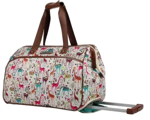 Lily Bloom Pattern 22 Inch Duffel Bag with 2-Rolling Wheels, Weekender Overnight Travel Lightweight Carry-On Suitcase For Women