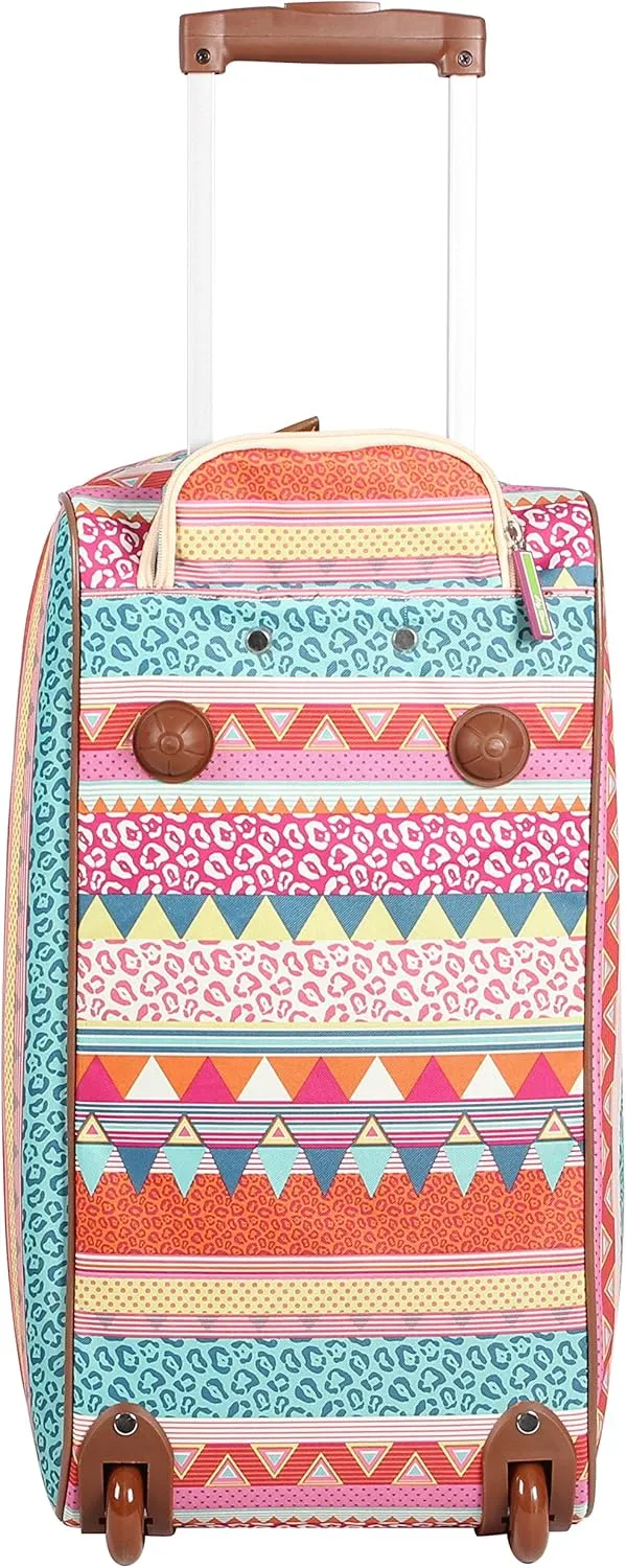 Lily Bloom Pattern 22 Inch Duffel Bag with 2-Rolling Wheels, Weekender Overnight Travel Lightweight Carry-On Suitcase For Women