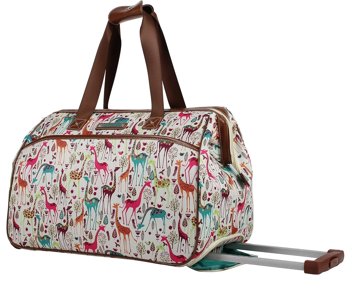 Lily Bloom Pattern 22 Inch Duffel Bag with 2-Rolling Wheels, Weekender Overnight Travel Lightweight Carry-On Suitcase For Women