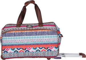 Lily Bloom Pattern 22 Inch Duffel Bag with 2-Rolling Wheels, Weekender Overnight Travel Lightweight Carry-On Suitcase For Women
