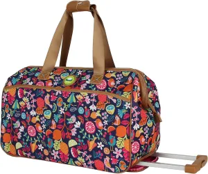 Lily Bloom Pattern 22 Inch Duffel Bag with 2-Rolling Wheels, Weekender Overnight Travel Lightweight Carry-On Suitcase For Women