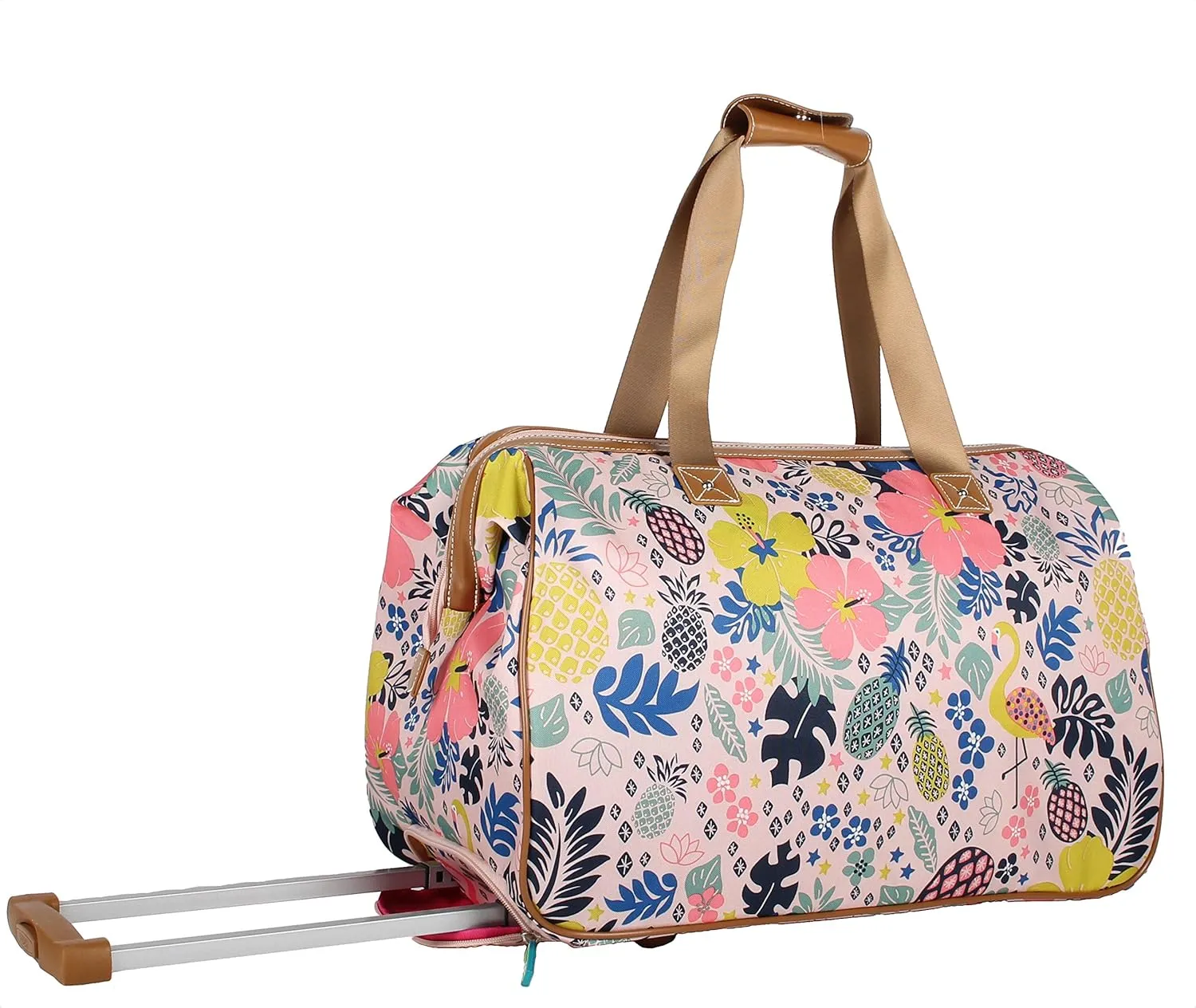 Lily Bloom Pattern 22 Inch Duffel Bag with 2-Rolling Wheels, Weekender Overnight Travel Lightweight Carry-On Suitcase For Women