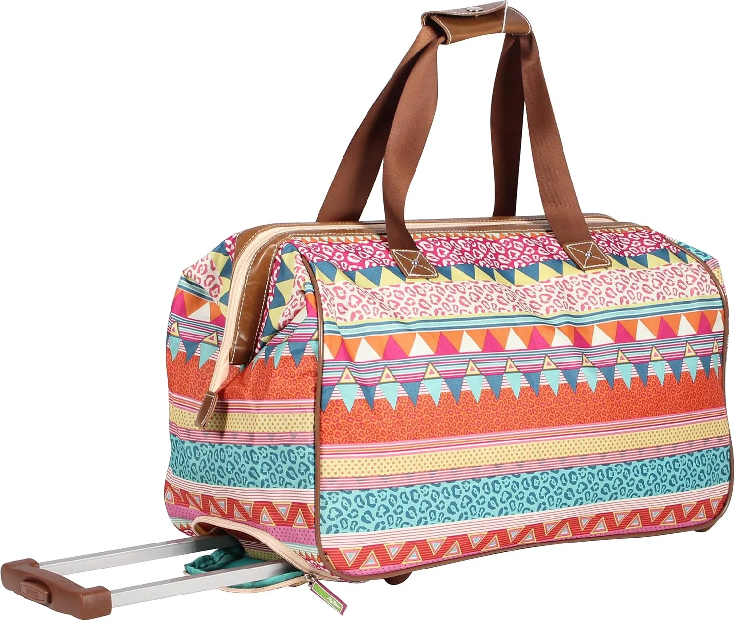 Lily Bloom Pattern 22 Inch Duffel Bag with 2-Rolling Wheels, Weekender Overnight Travel Lightweight Carry-On Suitcase For Women