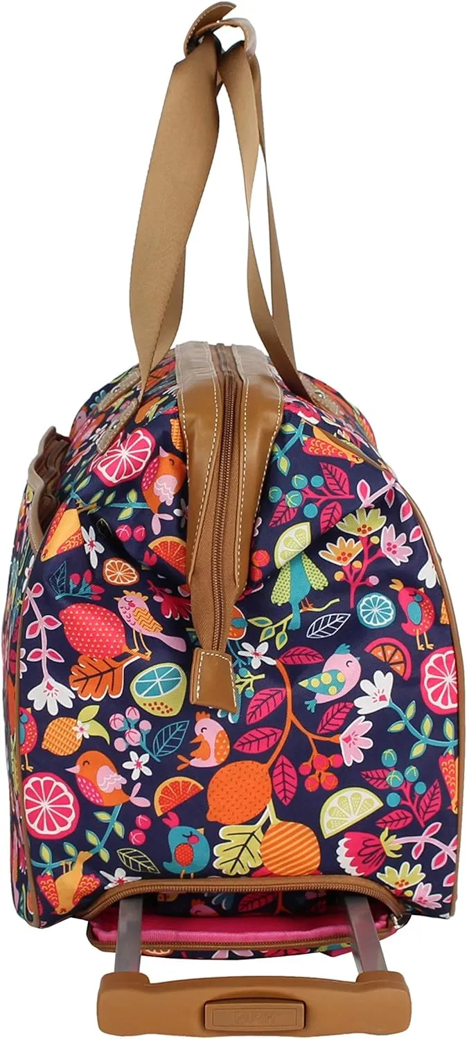 Lily Bloom Pattern 22 Inch Duffel Bag with 2-Rolling Wheels, Weekender Overnight Travel Lightweight Carry-On Suitcase For Women