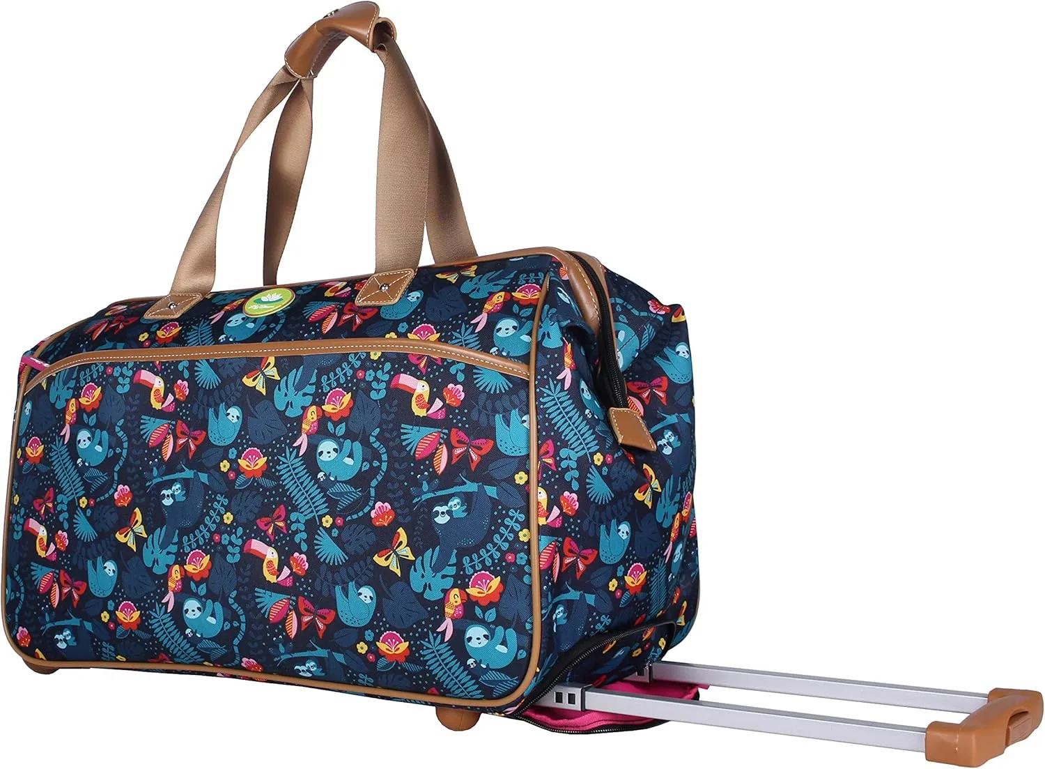 Lily Bloom Pattern 22 Inch Duffel Bag with 2-Rolling Wheels, Weekender Overnight Travel Lightweight Carry-On Suitcase For Women