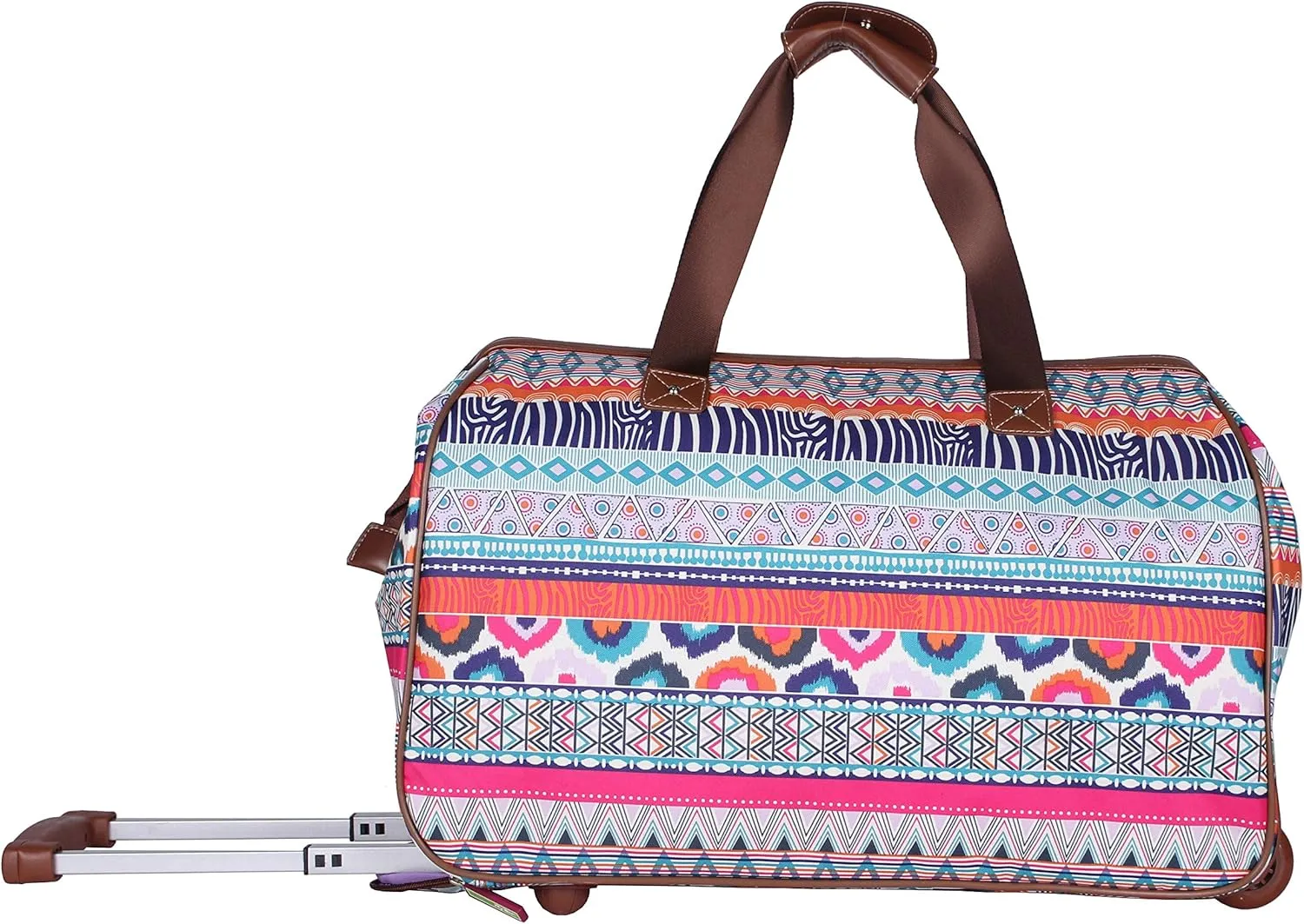 Lily Bloom Pattern 22 Inch Duffel Bag with 2-Rolling Wheels, Weekender Overnight Travel Lightweight Carry-On Suitcase For Women