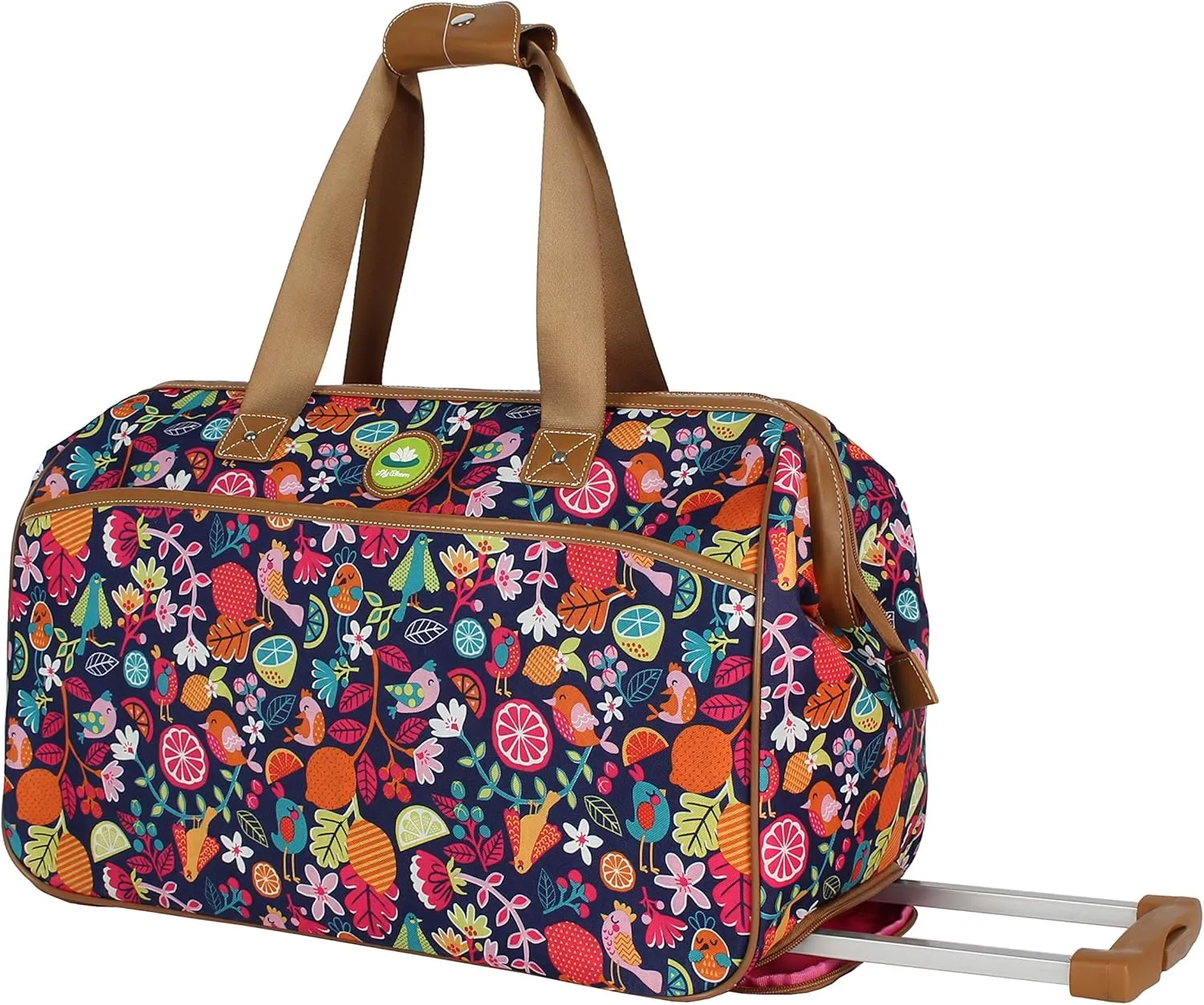Lily Bloom Pattern 22 Inch Duffel Bag with 2-Rolling Wheels, Weekender Overnight Travel Lightweight Carry-On Suitcase For Women