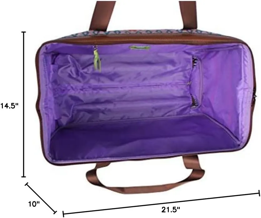 Lily Bloom Pattern 22 Inch Duffel Bag with 2-Rolling Wheels, Weekender Overnight Travel Lightweight Carry-On Suitcase For Women