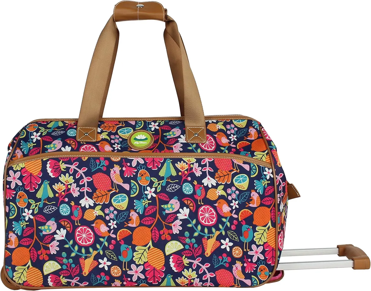 Lily Bloom Pattern 22 Inch Duffel Bag with 2-Rolling Wheels, Weekender Overnight Travel Lightweight Carry-On Suitcase For Women