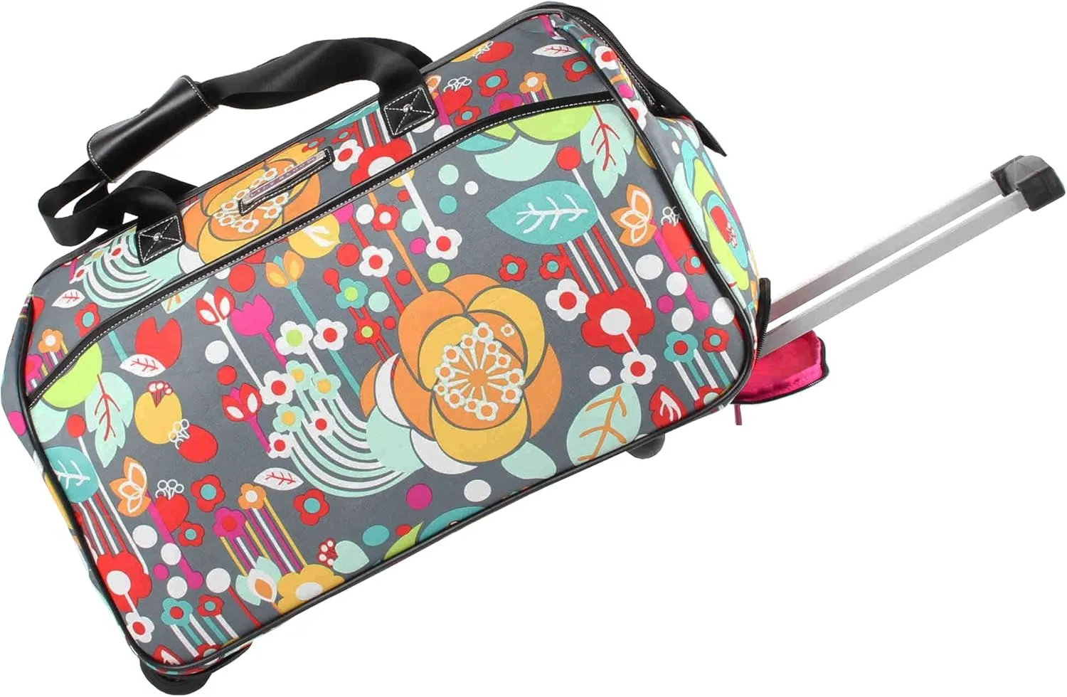 Lily Bloom Pattern 22 Inch Duffel Bag with 2-Rolling Wheels, Weekender Overnight Travel Lightweight Carry-On Suitcase For Women