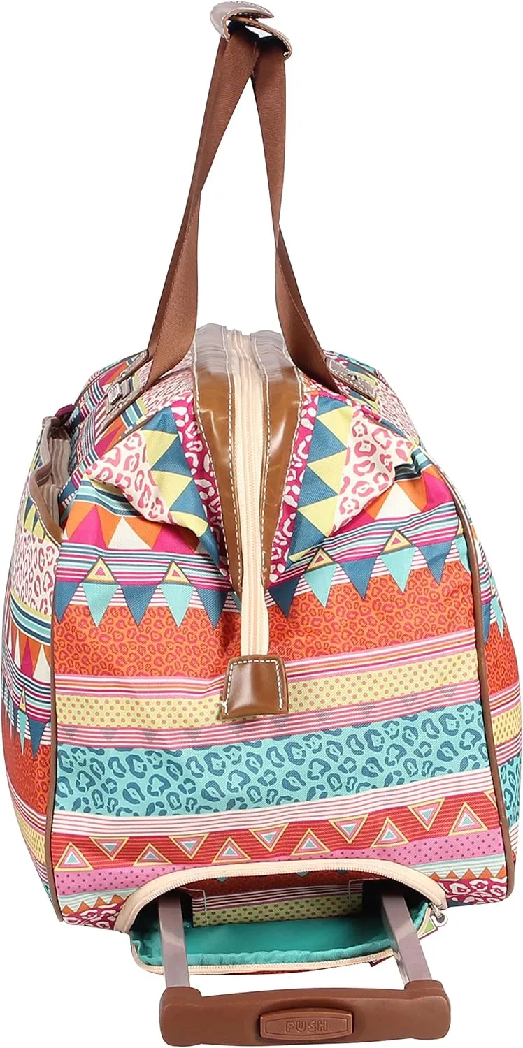 Lily Bloom Pattern 22 Inch Duffel Bag with 2-Rolling Wheels, Weekender Overnight Travel Lightweight Carry-On Suitcase For Women