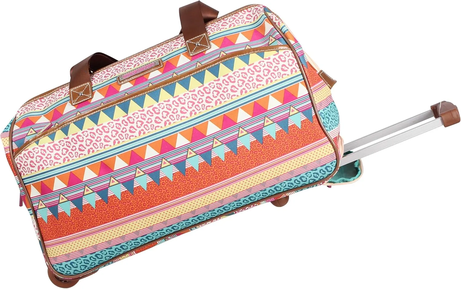 Lily Bloom Pattern 22 Inch Duffel Bag with 2-Rolling Wheels, Weekender Overnight Travel Lightweight Carry-On Suitcase For Women
