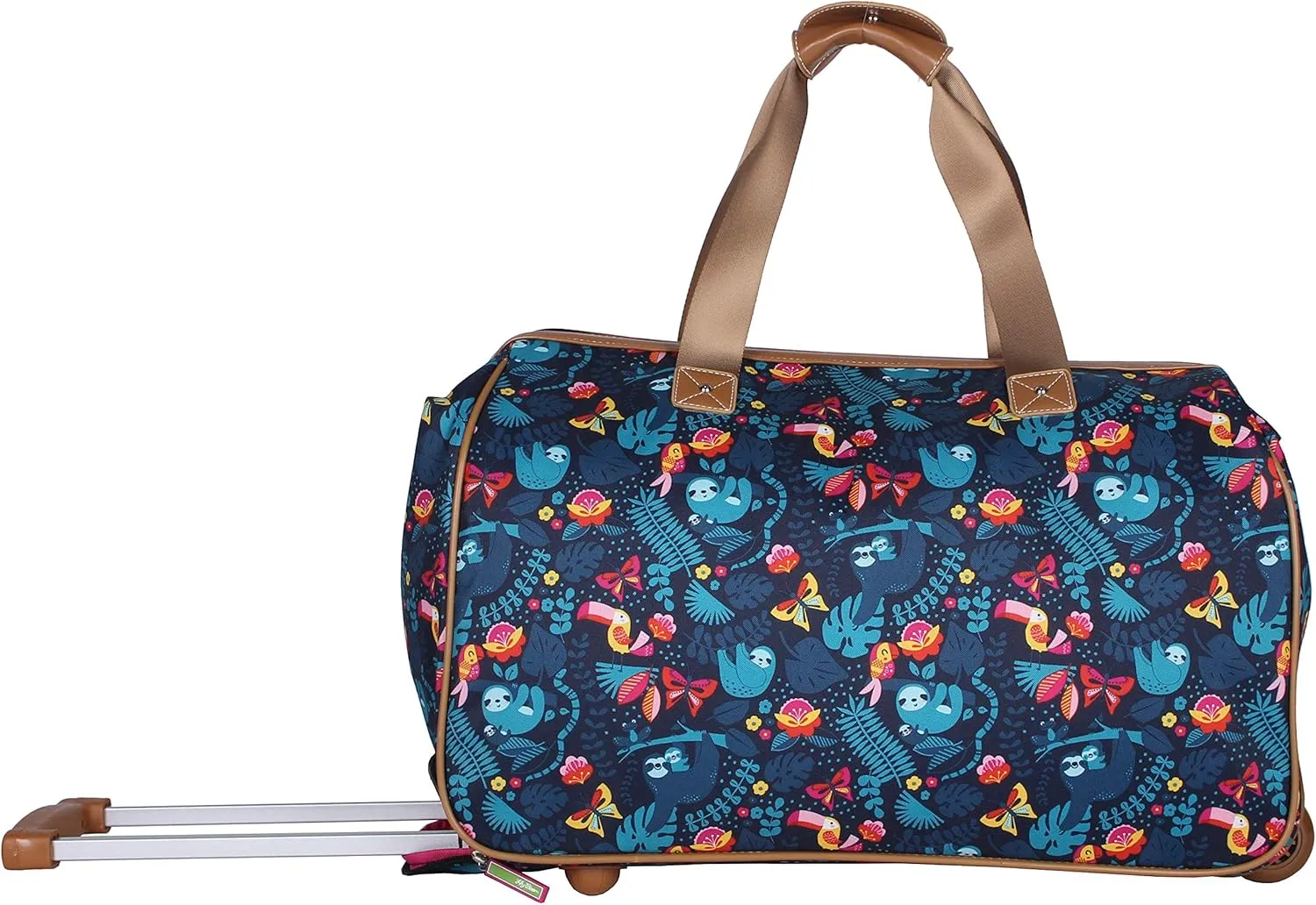 Lily Bloom Pattern 22 Inch Duffel Bag with 2-Rolling Wheels, Weekender Overnight Travel Lightweight Carry-On Suitcase For Women