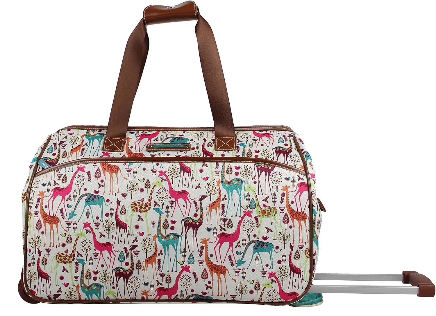 Lily Bloom Pattern 22 Inch Duffel Bag with 2-Rolling Wheels, Weekender Overnight Travel Lightweight Carry-On Suitcase For Women