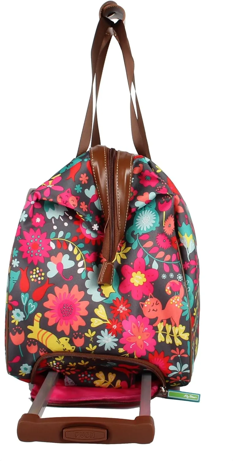 Lily Bloom Pattern 22 Inch Duffel Bag with 2-Rolling Wheels, Weekender Overnight Travel Lightweight Carry-On Suitcase For Women