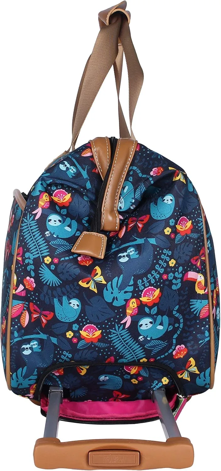 Lily Bloom Pattern 22 Inch Duffel Bag with 2-Rolling Wheels, Weekender Overnight Travel Lightweight Carry-On Suitcase For Women