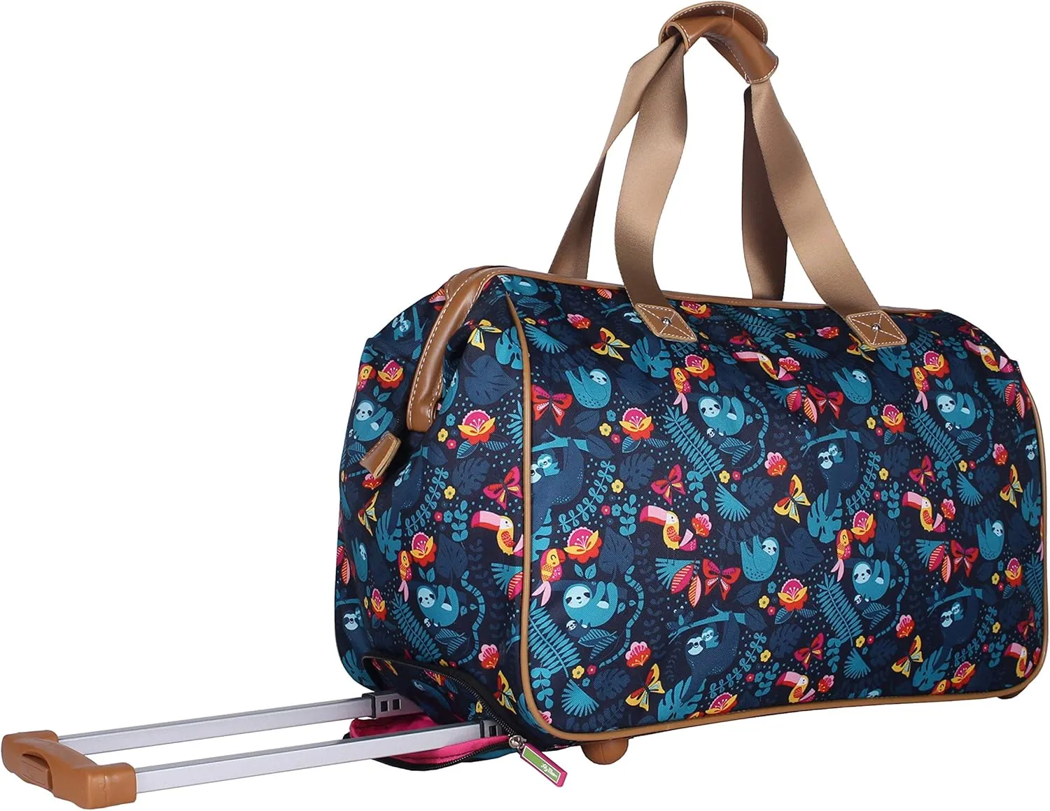 Lily Bloom Pattern 22 Inch Duffel Bag with 2-Rolling Wheels, Weekender Overnight Travel Lightweight Carry-On Suitcase For Women