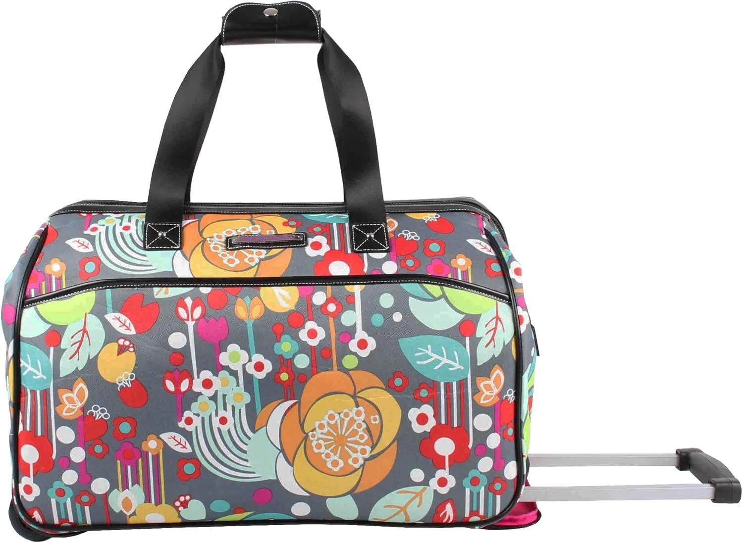 Lily Bloom Pattern 22 Inch Duffel Bag with 2-Rolling Wheels, Weekender Overnight Travel Lightweight Carry-On Suitcase For Women