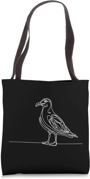 Line Art Bird & Ornithologist Herring Gull Tote Bag
