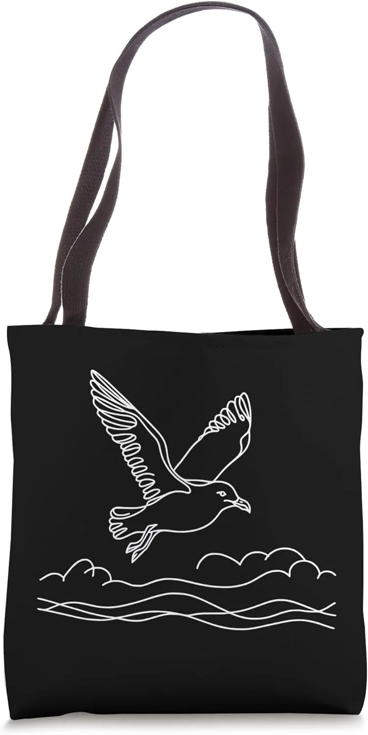 Line Art Bird & Ornithologist Herring Gull Tote Bag