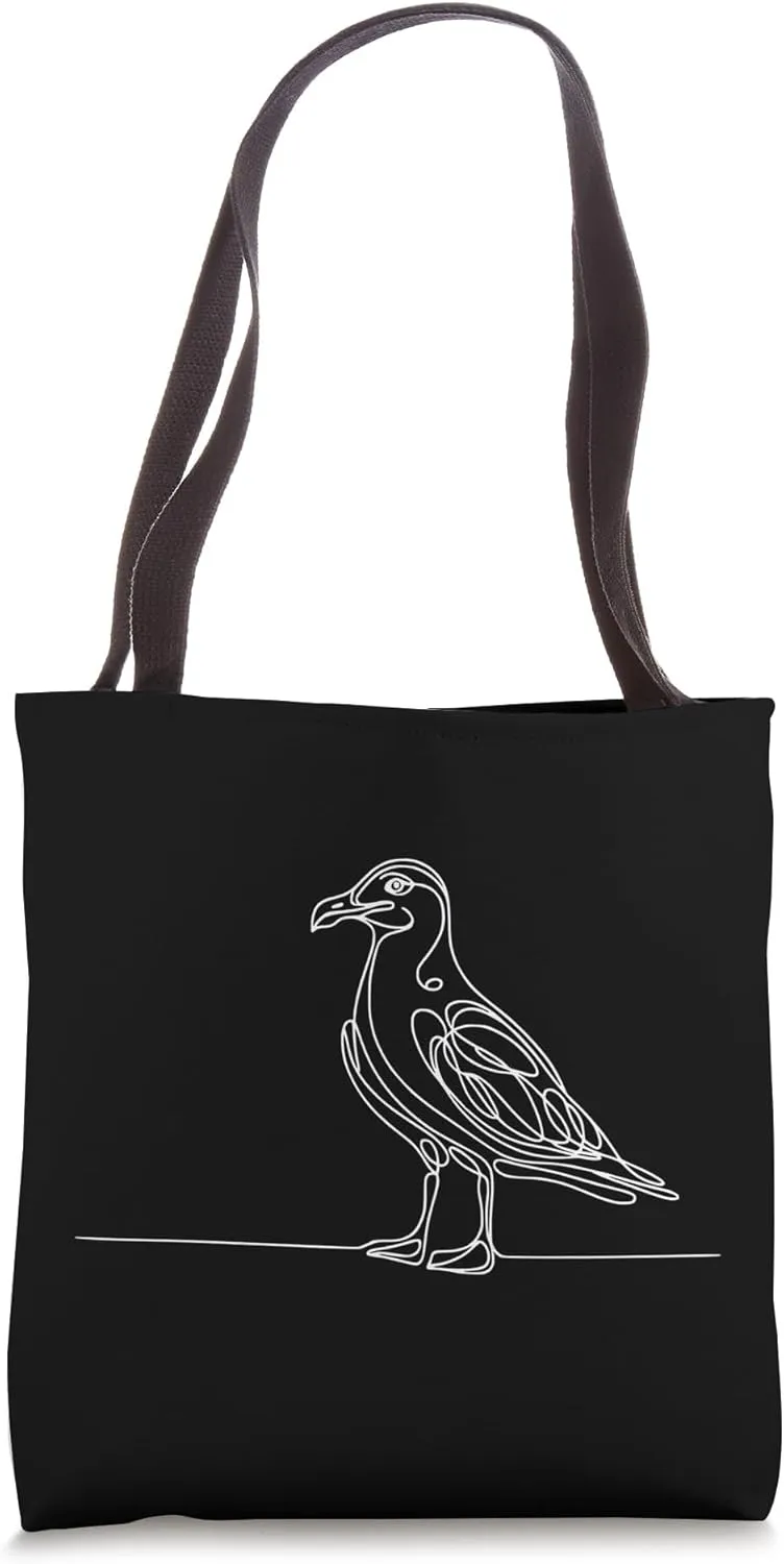 Line Art Bird & Ornithologist Herring Gull Tote Bag