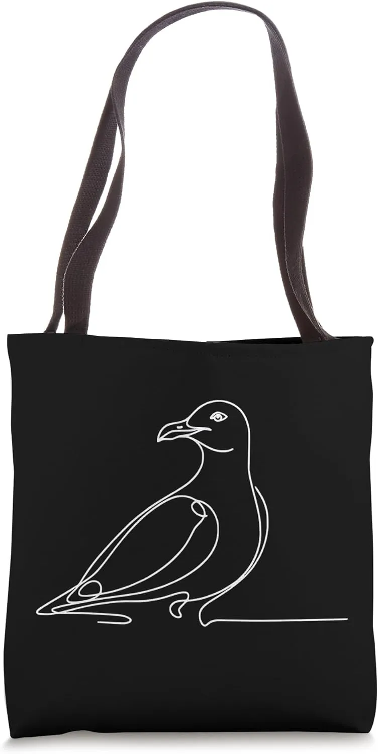 Line Art Bird & Ornithologist Herring Gull Tote Bag