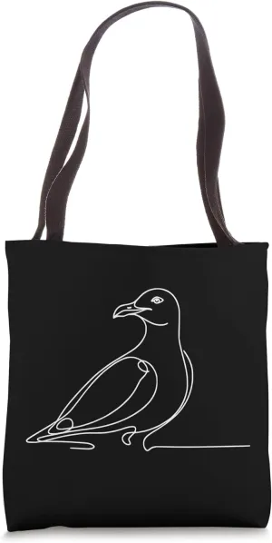 Line Art Bird & Ornithologist Herring Gull Tote Bag