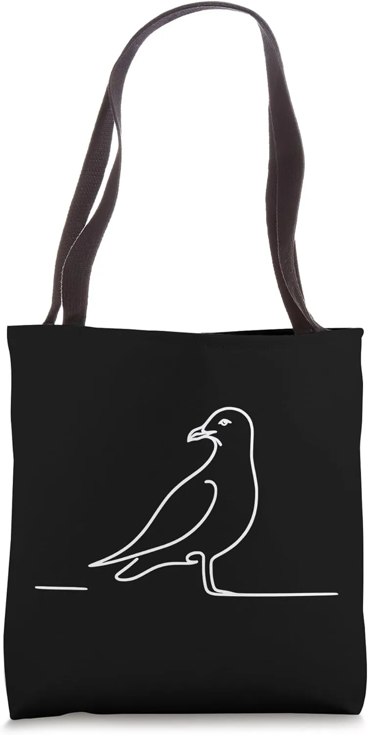 Line Art Bird & Ornithologist Herring Gull Tote Bag