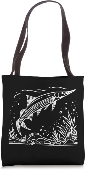 Line Art Fish & Ichthyologist Longnose Gar Tote Bag