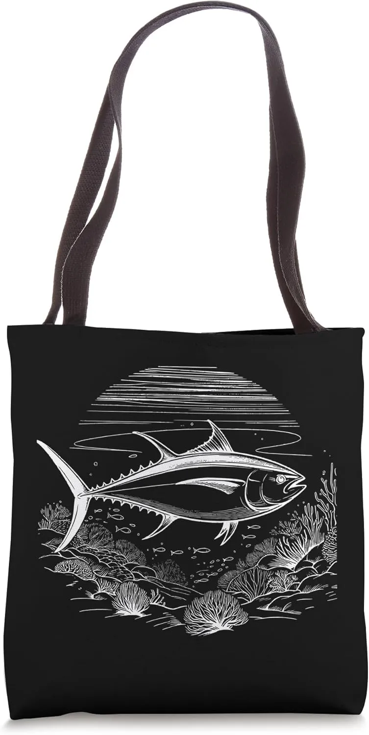 Line Art Fish Aquarist & Ichthyologist Atlantic Bluefin Tun Tote Bag