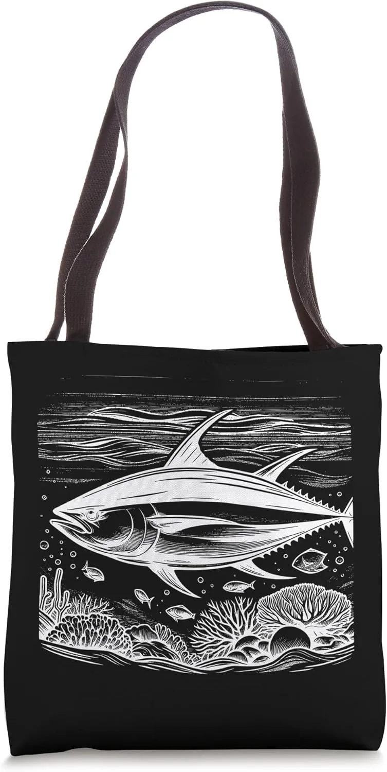 Line Art Fish Aquarist & Ichthyologist Atlantic Bluefin Tun Tote Bag